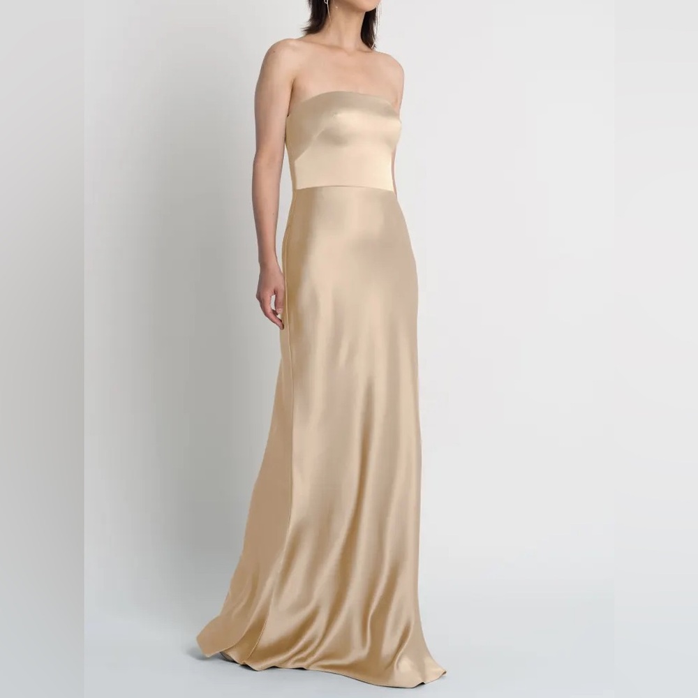 Jenny Yoo Luxe Satin Bridesmaid Dress - Melody Size 12 - Pale Gold - NWT